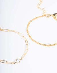 Gold Plated Cupchain & Mic Chain Bracelet Pack - link has visual effect only