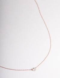 Rose Gold Plated Sterling Silver Cubic Zirconia Floating Heart Necklace - link has visual effect only