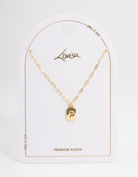 Letter P Gold Plated Rectangle Pendant Initial Necklace - link has visual effect only