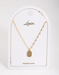 Letter G Gold Plated Rectangle Pendant Initial Necklace - link has visual effect only