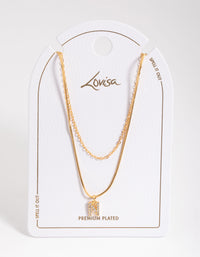 Letter K Gold Plated Layered Diamante Initial Necklace - Lovisa