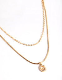 Letter G Gold Plated Layered Diamante Initial Necklace - link has visual effect only