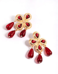 Gold Red Statement Earrings - link has visual effect only