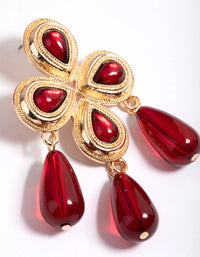 Gold Red Statement Earrings - link has visual effect only