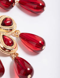 Gold Red Statement Earrings - link has visual effect only