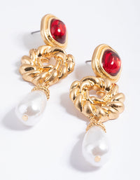 Gold Pearl Drop Earrings - link has visual effect only