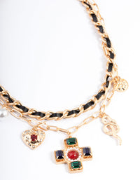 Gold Three Layer Multi Charm Necklace - link has visual effect only