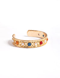 Gold Multi Stone Cuff Bangle - link has visual effect only