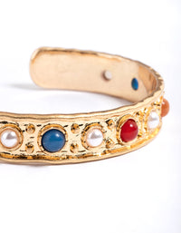 Gold Multi Stone Cuff Bangle - link has visual effect only