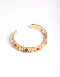 Gold Multi Stone Cuff Bangle - link has visual effect only