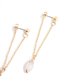 Worn Gold Semi-Precious Stud Chain Drop Earrings - link has visual effect only