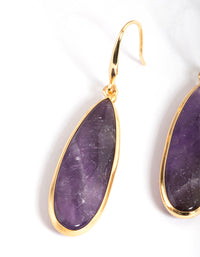 Gold Plated Amethyst Long Facet Drop Earrings - link has visual effect only