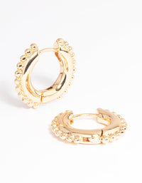 Gold Outer Ball Detail Huggie Earrings - link has visual effect only