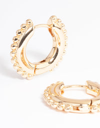 Gold Outer Ball Detail Huggie Earrings - link has visual effect only