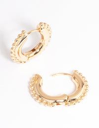 Gold Outer Ball Detail Huggie Earrings - link has visual effect only