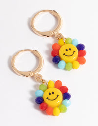 Gold Rainbow Smiley Huggie Earrings - link has visual effect only