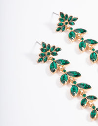 Gold Mini Graduated Green Drop Earrings - link has visual effect only