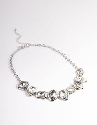 Rhodium Mixed Shape Diamante Stone Chain Necklace - link has visual effect only