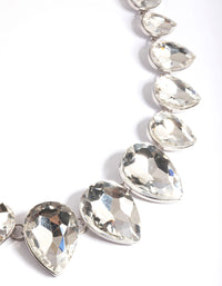 Rhodium Gradual Teardrop Diamante Stone Necklace - link has visual effect only