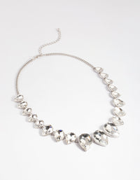 Rhodium Gradual Teardrop Diamante Stone Necklace - link has visual effect only