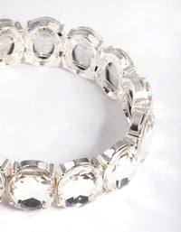 Silver Large Oval Diamante Stretch Bracelet - link has visual effect only