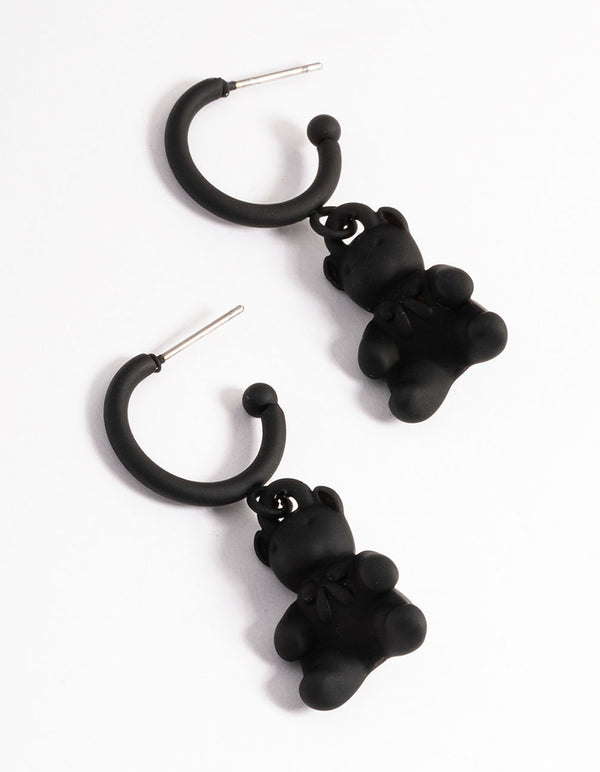 Coated Black Medium Teddy Huggie Earrings