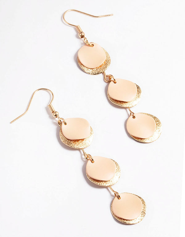 Pink Multi Disc Stick Drop Earrings