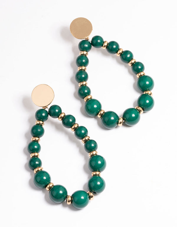 Green Bead Loop Drop Earrings