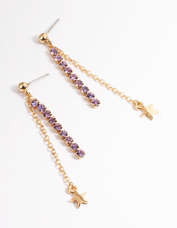 Purple Cupchain & Star Drop Earrings