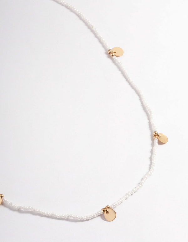 Gold Bead & Pearl Disc Necklace - Lovisa