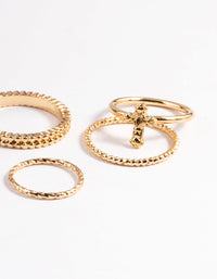 Gold Textured Cross Ring 4-Pack - link has visual effect only