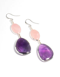 Silver Plated Statement Oval Drop Earrings - link has visual effect only