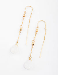 Gold Plated Clear Quartz Fancy Thread Earrings - link has visual effect only