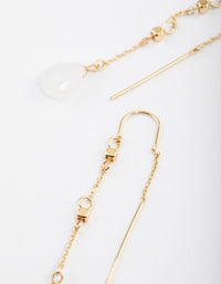 Gold Plated Clear Quartz Fancy Thread Earrings - link has visual effect only