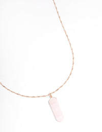 Rose Gold Plated Rose Quartz Shard Twist Necklace - link has visual effect only