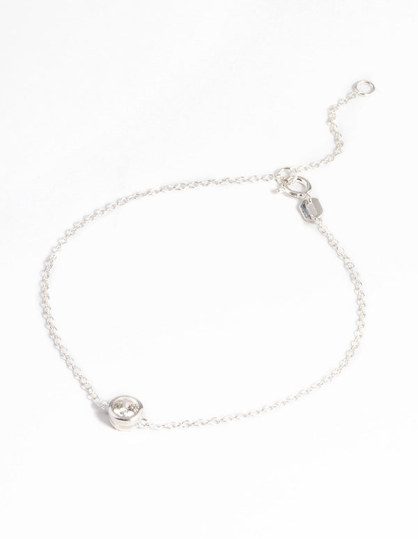 Sterling Silver Bezel Cubic Zirconia Bracelet