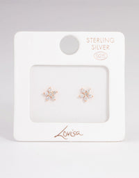 Rose Gold Sterling Plated Cubic Zirconia Flower Stud Earrings - link has visual effect only