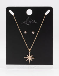 Gold Celestial Earrings & Necklace Set - link has visual effect only