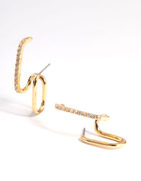 Gold Plated Cubic Zirconia Illusion Cuff Hoop Earrings - link has visual effect only