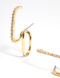 Gold Plated Cubic Zirconia Illusion Cuff Hoop Earrings - link has visual effect only