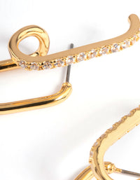 Gold Plated Cubic Zirconia Illusion Cuff Hoop Earrings - link has visual effect only