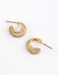 Gold Plated Diamante Double Hoop Earrings - link has visual effect only