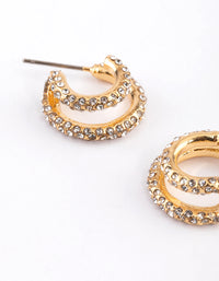 Gold Plated Diamante Double Hoop Earrings - link has visual effect only