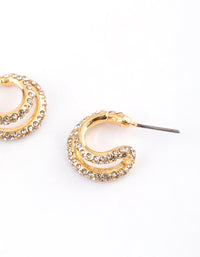 Gold Plated Diamante Double Hoop Earrings - link has visual effect only