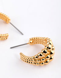 Gold Plated Ball Triple Hoop Earrings - link has visual effect only