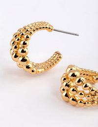 Gold Plated Ball Triple Hoop Earrings - link has visual effect only