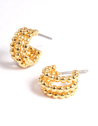 Gold Plated Mini Ball Triple Hoop Earrings - link has visual effect only