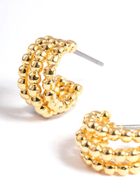 Gold Plated Mini Ball Triple Hoop Earrings - link has visual effect only