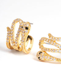 Gold Plated Snake Diamante Triple Cuff Hoop Earrings - link has visual effect only