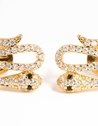 Gold Plated Snake Diamante Triple Cuff Hoop Earrings - link has visual effect only